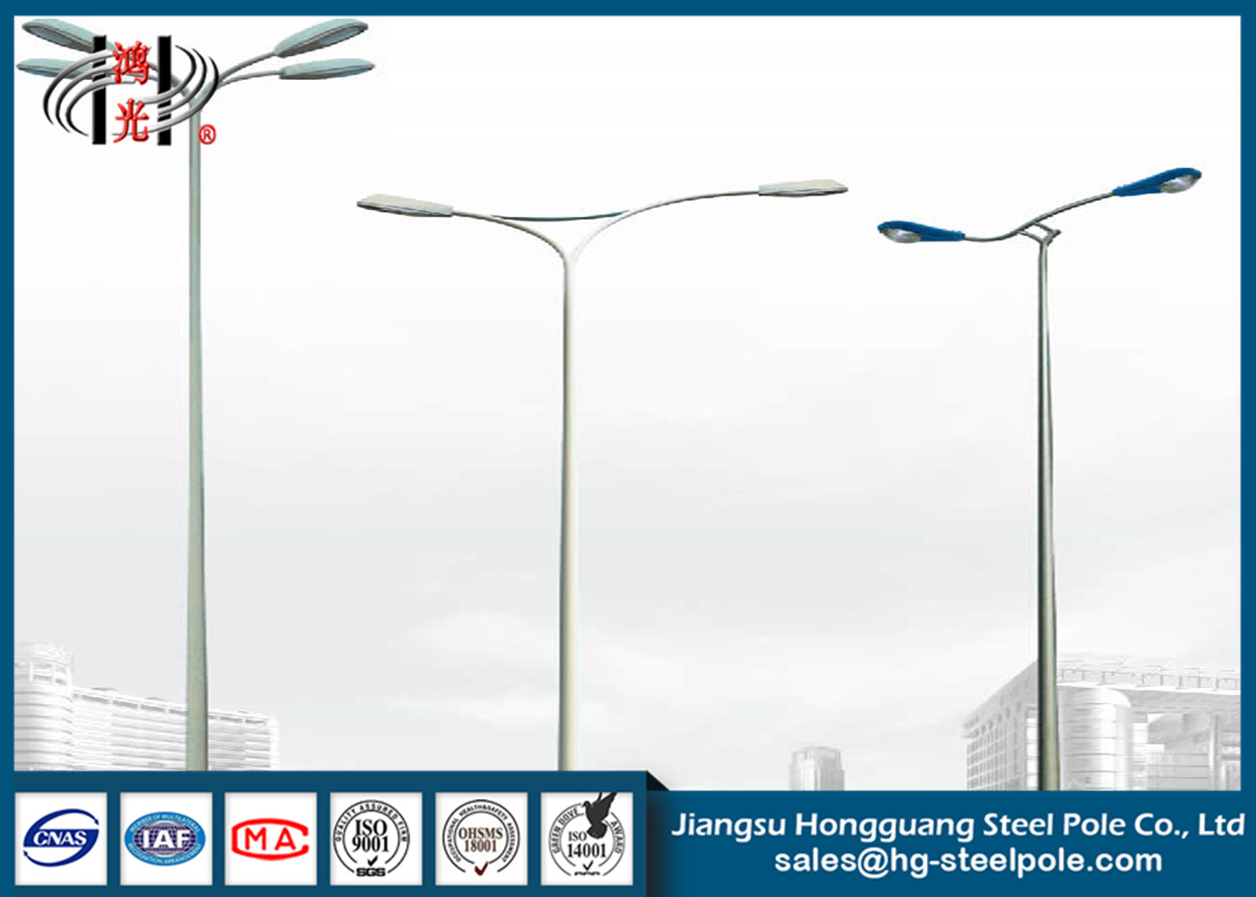 Poste al aire libre galvanizado modificado para requisitos particulares de la lámpara de calle con el polvo cubierto